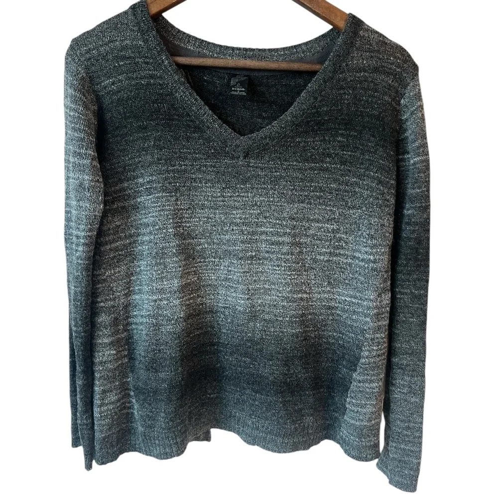 Prana Julien Charcoal Ombré Split Back V-Neck Sweater - Picture 3 of 6